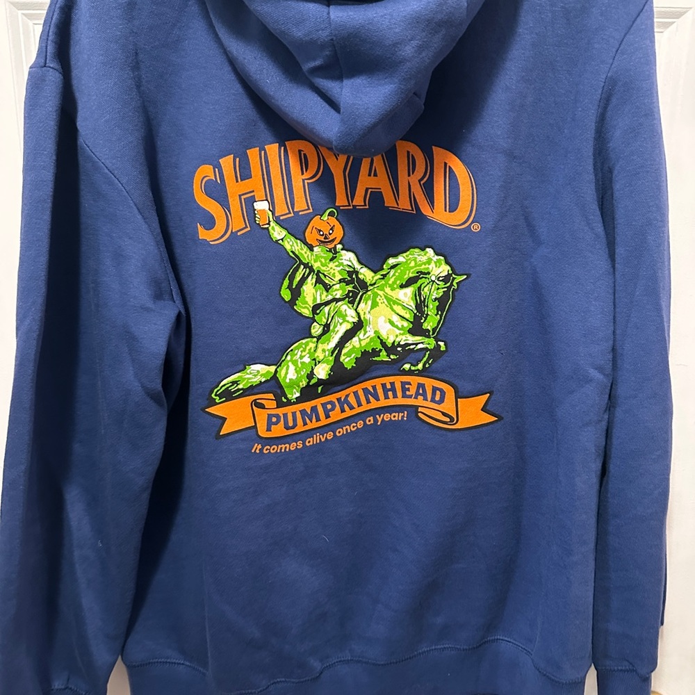 Blue Hoodie with Pumpkinhead Graphic
